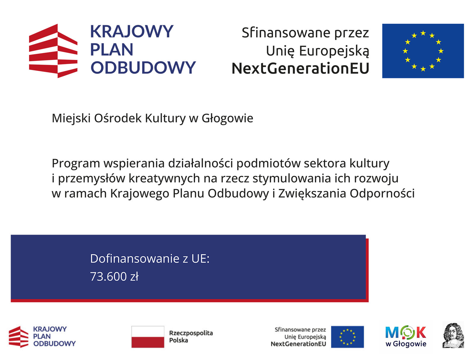 Baner informujący o dofinansowaniu z KPO